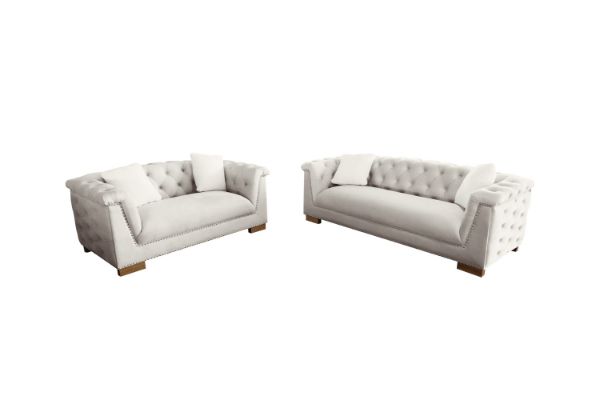 Picture of Test No Order - MALMO Velvet Sofa Range with Pillows (Beige) - 3+2 Sofa Set