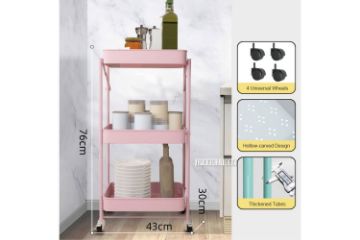 Picture of Test No Order - KRISTINA Foldable 3 Tier Wheel Trolley - Pink