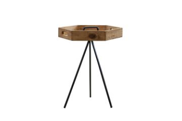 Picture of Test No Order - RUSSELL Hexagonal Reclaimed Pine Wood Tray Side Table