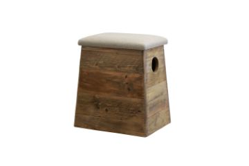 Picture of Test No Order - RUSSELL Reclaimed Pine Wood Stool with Storage (45cm Tall)