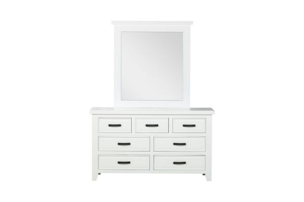 Picture of Test No Order - (FLOOR MODEL CLEARANCE) FRANCO Solid NZ Pinewood 7-Drawer Dressing Table and Mirror (White)