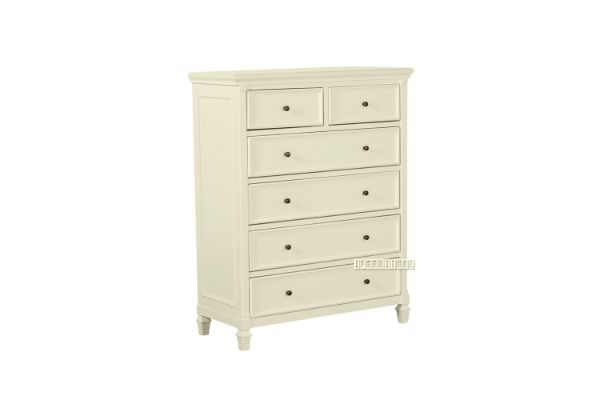 Picture of Test No Order - (FLOOR MODEL CLEARANCE) ELIZABETH 6-Drawer Tallboy (Cream) 