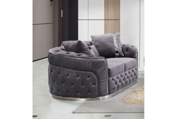 Picture of Test No Order - (FLOOR MODEL CLEARANCE) PIEDMONT Chesterfield Velvet Sofa Range (Grey) - 2 Seater 