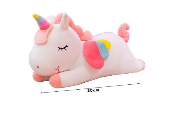 Picture of Test No Order - CUTE RAINBOW with Winged Unicorn Cushion (White) - 80cm