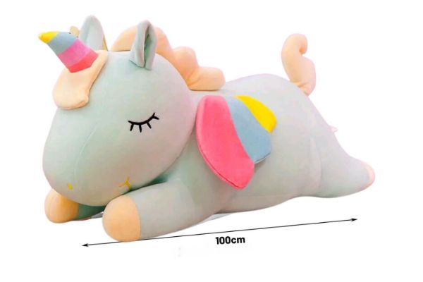 Picture of Test No Order - CUTE RAINBOW with Winged Unicorn Cushion (Green) - 100 cm