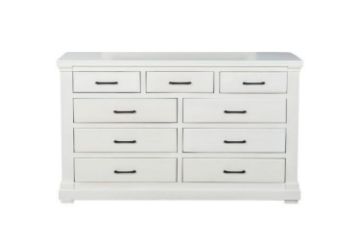 Picture of Test No Order - (FLOOR MODEL CLEARANCE) BICTON 9 DRW Dressing Table with Mirror (White) - Dressing Table