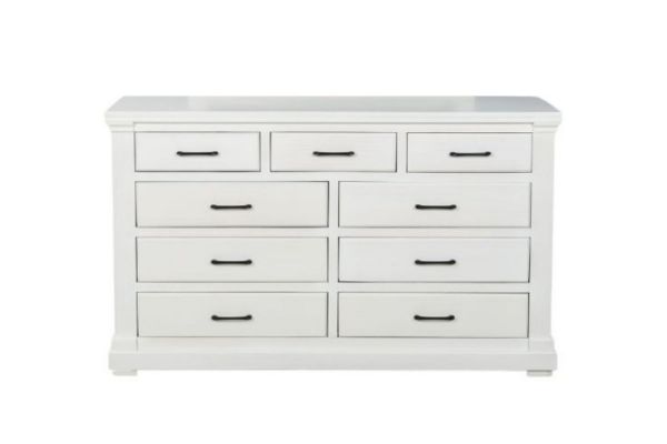 Picture of Test No Order - (FLOOR MODEL CLEARANCE) BICTON 9 DRW Dressing Table with Mirror (White) - Dressing Table