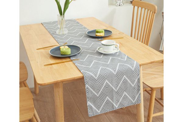 Picture of Test No Order - SINGLE-SIDED Printed Table Runner/Bed Runner (Grey Stripes)