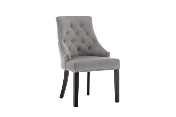 Picture of Test No Order - (FLOOR MODEL CLEARANCE) DARCY Velvet Dining Chair with Wooden Legs (Grey)