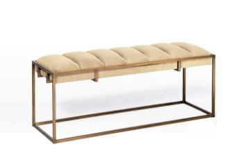 Picture of Test No Order - (FLOOR MODEL CLEARANCE) FINCHLEY Gold Frame Bench (Beige Velvet)