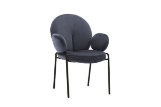 Picture of Test No Order - OLA Velvet Armchair with Black Legs (Dark Grey) - Single