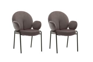 Picture of Test No Order - OLA Velvet Armchair with Black Legs (Brown) - 2 Chairs in 1 Carton