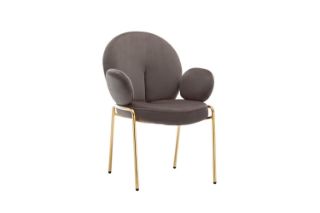 Picture of Test No Order - OLA Velvet Armchair with Golden Legs (Brown) - Single