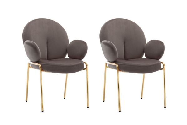 Picture of Test No Order - OLA Velvet Armchair with Golden Legs (Brown) - 2 Chairs in 1 Carton